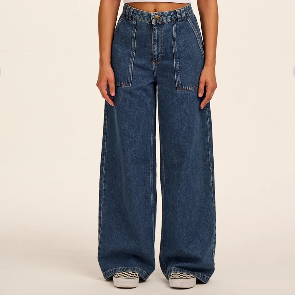 ✨Lucy & Yak Women's Mid Wash Blue High Waisted Wide-Leg Jeans NWT✨
